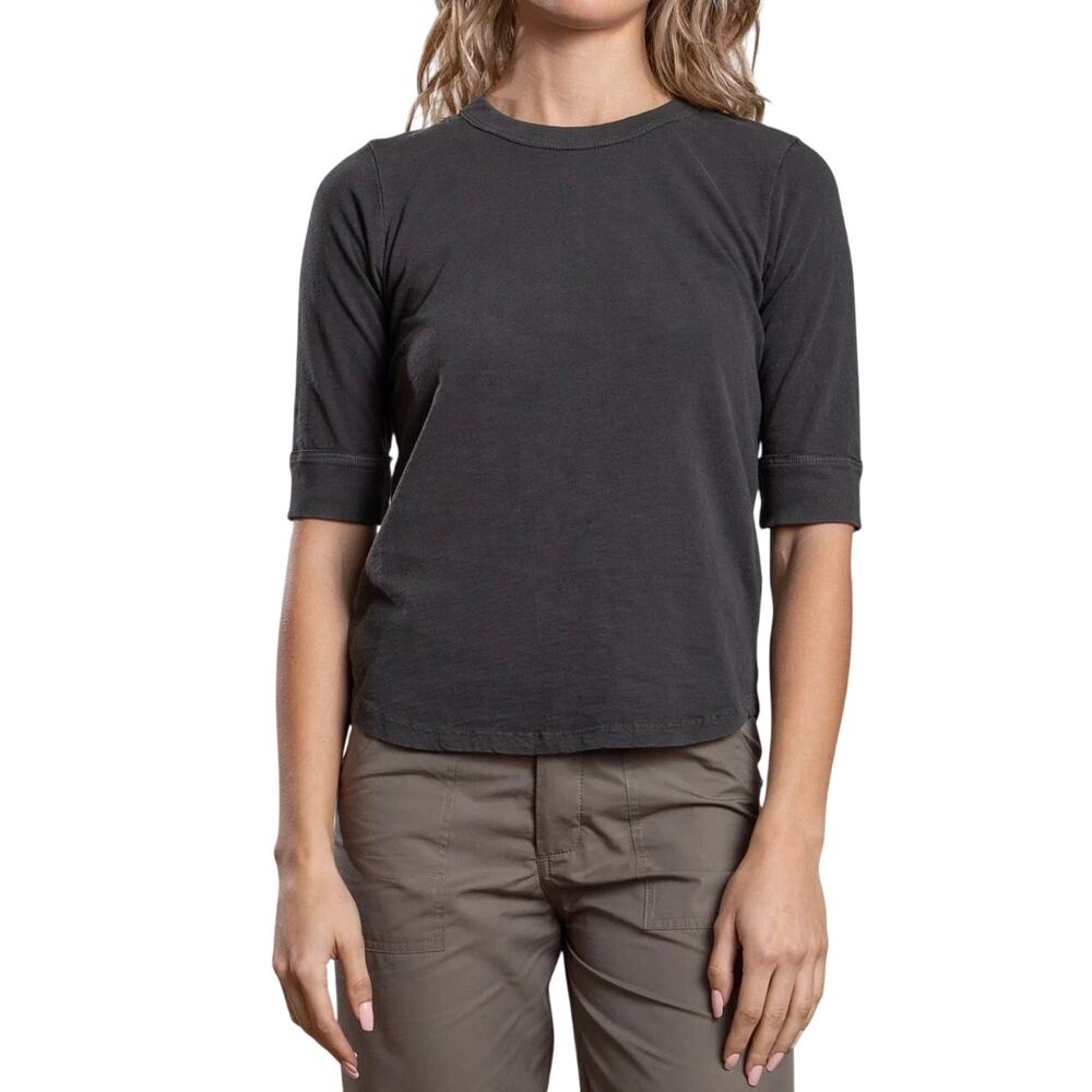 Pharaoh Collection Giada Slim Crew Supima Slub Tee Vintage Black Size 4/XL NWT